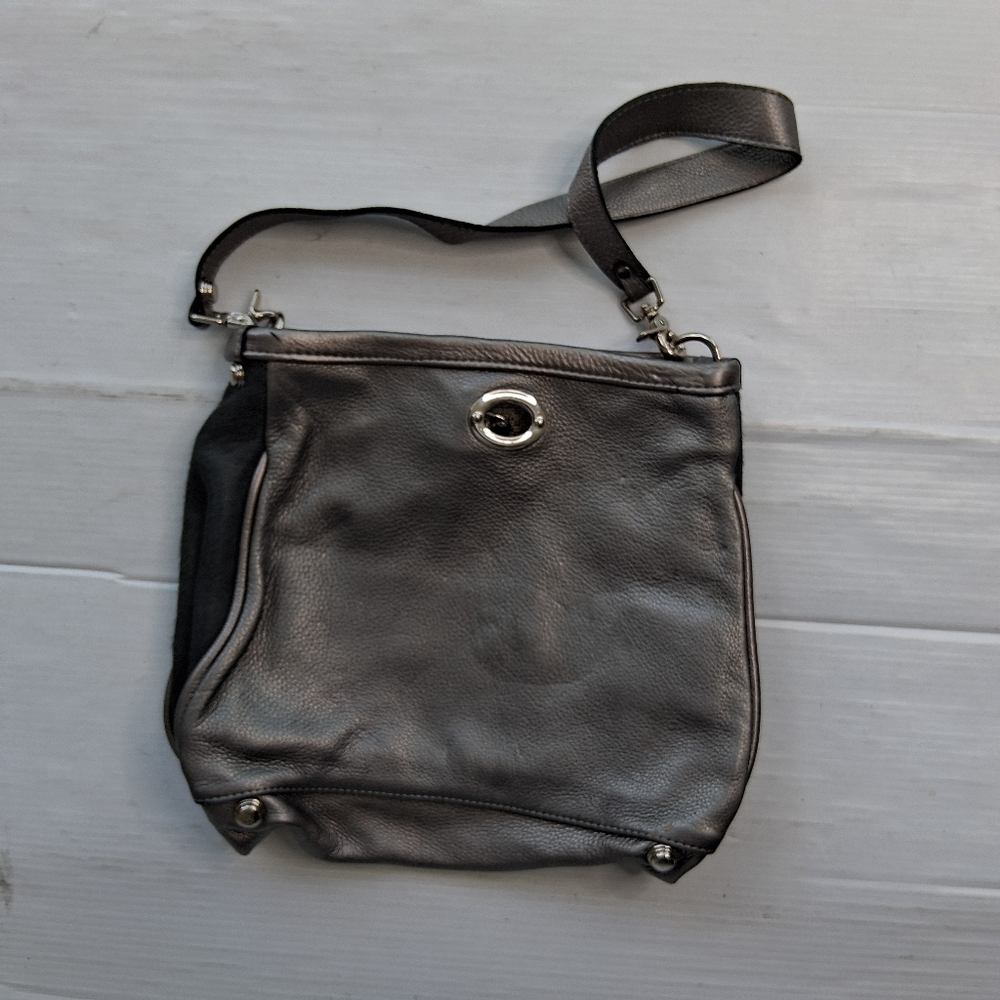 Madonna Rae Womens Leather Shoulder Crossbody Handbag Grey